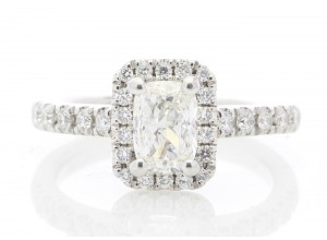 Platinum Single Stone Diamond Ring With Halo Setting Ring 1.02 Carats