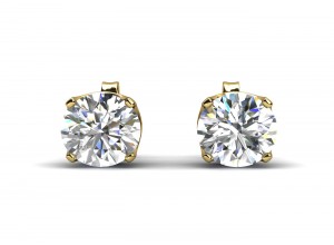 9ct Yellow Gold Diamond Solitaire Stud Earrings H SI 0.40 Carats