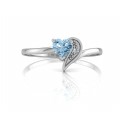 9ct White Gold Diamond And Heart Shaped Blue Topaz Ring 0.01 Carats