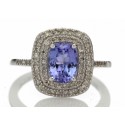 14ct Gold Oval Tanzanite And Diamond Cluster Ring 0.33 Carats