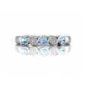 9ct White Gold Diamond And Blue Topaz Half Eternity Ring 0.01 Carats