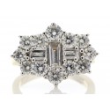 18ct White Gold Boat Shape Cluster Diamond Ring 3.00 Carats