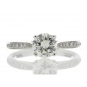 18ct White Gold Solitaire Diamond Engagement Ring With Stone Set Shoulders I SI2 1.15 Carats