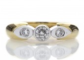 18ct Yellow Gold Diamond Rub Set Ring D SI 0.41 Carats