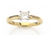 18ct Yellow Gold Single Stone Princess Cut Diamond Engagement Ring 0.60 Carats