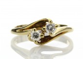 18ct Yellow Gold Two Stone Brilliant Cut Diamond Ring D SI 0.47 Carats