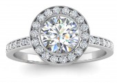 18ct White Gold Diamond Halo Set Engagement Ring 1.00 Carats