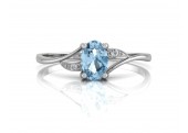 9ct White Gold Diamond And Blue Topaz Twist Ring 0.01 Carats