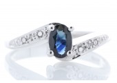 9ct White Gold Diamond And Sapphire Ring 0.01 Carats