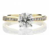 18ct Yellow Gold Single Stone Diamond Ring With Stone Set Shoulders 1.28 Carats