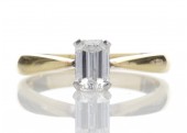 18ct Yellow Gold Emerald Cut Diamond Engagement Ring D SI3 0.72 Carats
