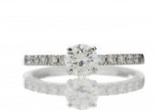 18ct Single Stone Claw Set Diamond Ring With Stone Set Shoulders 0.69 Carats