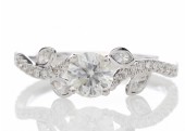 18ct White Gold Single Stone Diamond Ring With Stone Set Shoulders 0.91 Carats