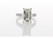 18ct White Gold Single Stone Prong Set Diamond With Stone Set Shoulders Diamond Ring 5.25 Carats