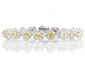 18ct White Gold Fancy Colour Diamond Tennis Bracelet