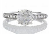 18ct White Gold Single Stone With Stone Set Shoulders Diamond Ring 1.16 Carats