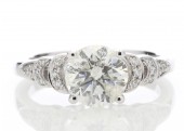 18ct White Gold Single Stone Diamond Ring With Stone Set Shoulders 1.63 Carats