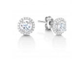 18ct White Gold Diamond Halo Set Earrings 0.62 Carats