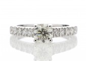 18ct White Gold Diamond Engagement Ring With Stone Set Shoulders 0.61 Carats