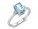 9ct White Gold Diamond And Blue Topaz Emerald Cut Ring 0.04 Carats