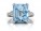 9ct White Gold Diamond And Emerald Cut Blue Topaz Engagement Ring 0.18 Carats