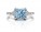 9ct White Gold Diamond And Princess Cut Blue Topaz Ring 0.06 Carats
