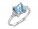 9ct White Gold Diamond And Princess Cut Blue Topaz Ring 0.06 Carats