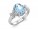 9ct White Gold Diamond And Oval Shaped Blue Topaz Engagement Ring 0.03 Carats